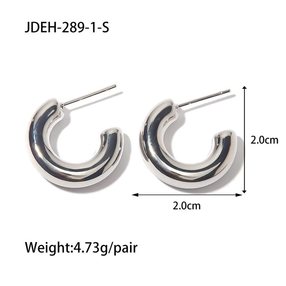 Wholesale Women's Smooth Hollow Hoop Earrings Stainless Steel Geometric Electroplated