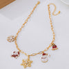 Wholesale Women's Snowflake Christmas Bell And Flower Multipendant Necklace With Electroplated Zinc Alloy And Regular Chain