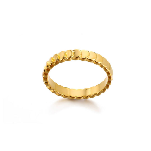 Wholesale Women's Sparkling Electroplated Stainless Steel Fish Scale Small Round Couple Ring