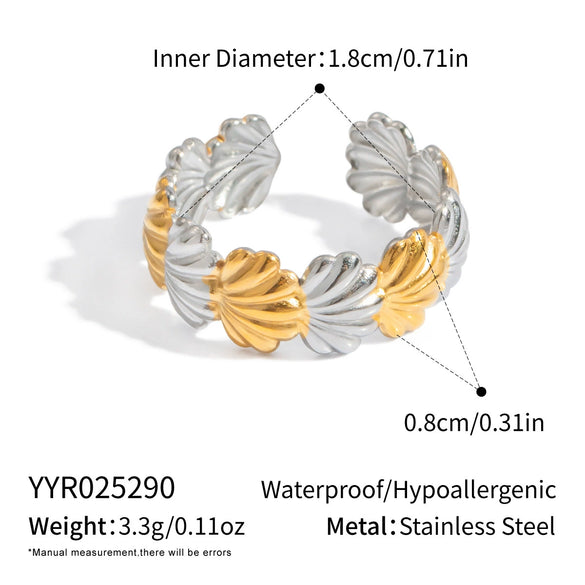 Wholesale Women's Splicing Gold And Silver Color Matching Geometric Stainless Steel Rings With Electroplating Design