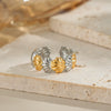 Wholesale Women's Splicing Gold And Silver Color Matching Geometric Stainless Steel Rings With Electroplating Design