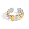 Wholesale Women's Splicing Gold And Silver Color Matching Geometric Stainless Steel Rings With Electroplating Design