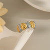 Wholesale Women's Splicing Gold And Silver Color Matching Geometric Stainless Steel Rings With Electroplating Design