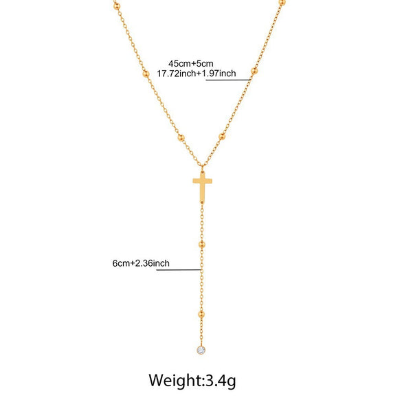 Wholesale Women's Sports Style Geometric Doublelayer Beaded Cross Bracelet With Real Gold Plated Flash O Chain Jewelry