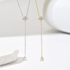 Wholesale Women's Sports Style Geometric Real Gold Plated Stainless Steel Flowershaped Water Drop Zircon Pendant Yshaped Necklace With Flash O Chain