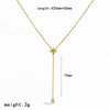 Wholesale Women's Sports Style Geometric Real Gold Plated Stainless Steel Flowershaped Water Drop Zircon Pendant Yshaped Necklace With Flash O Chain