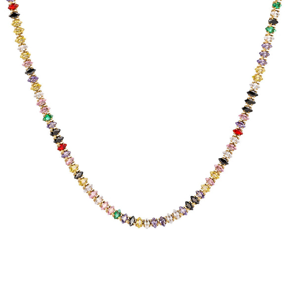 Wholesale Women's Sports Style Geometric Ushaped Titanium Steel Zircon Chain Necklace With Real Gold Plating