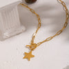 Wholesale Women's Sporty Constellation Fivepointed Star Sweater Chain Necklace With 18K Real Gold Plating And Paper Clip Chain