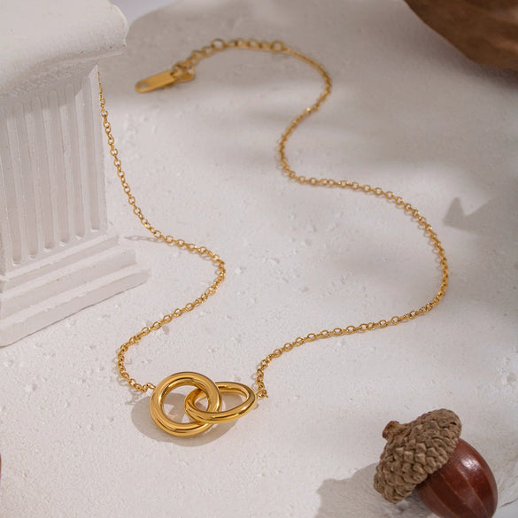 Wholesale Women's Sporty Geometric Stainless Steel Necklace With 18K Real Gold Pvd Furnace Vacuum Plating