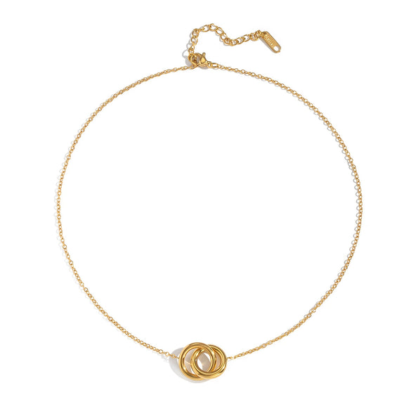 Wholesale Women's Sporty Geometric Stainless Steel Necklace With 18K Real Gold Pvd Furnace Vacuum Plating