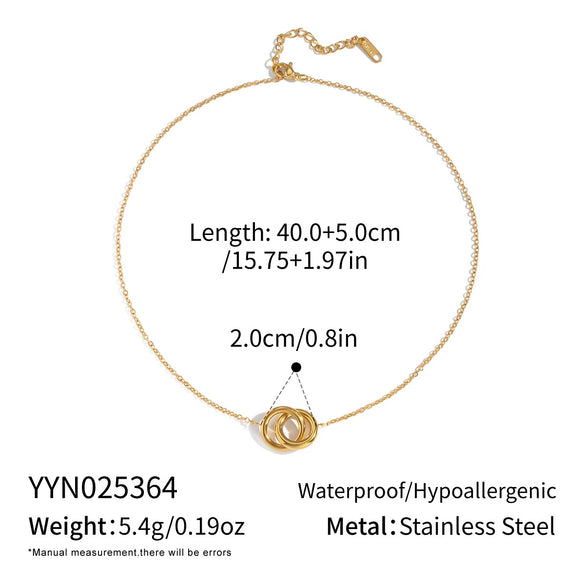Wholesale Women's Sporty Geometric Stainless Steel Necklace With 18K Real Gold Pvd Furnace Vacuum Plating