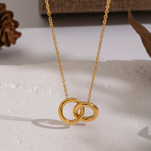 Wholesale Women's Sporty Geometric Stainless Steel Necklace With 18K Real Gold Pvd Furnace Vacuum Plating