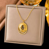 Wholesale Women's Sporty Geometric Stainless Steel Real Gold Plated Paperclip Chain Oval Necklace