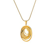 Wholesale Women's Sporty Geometric Stainless Steel Real Gold Plated Paperclip Chain Oval Necklace