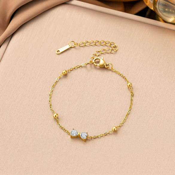 Wholesale Women's Sporty Geometric Zircon Bowknot Pendant Necklace With 18K Real Gold Plated Titanium Steel Ball Chain