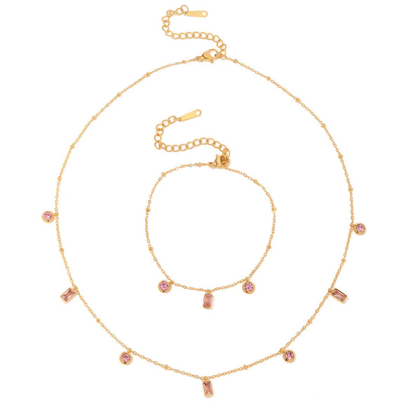 Wholesale Women's Square And Round Pendant Bracelet In Ins Style Made Of Stainless Steel With Geometric Pattern And Electroplating Treatment