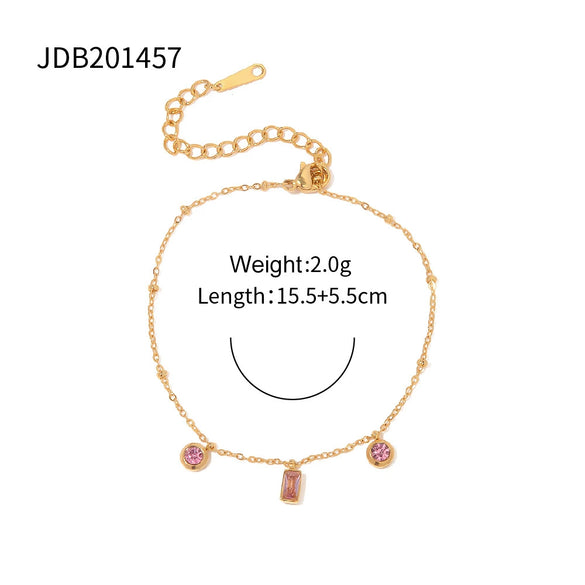 Wholesale Women's Square And Round Pendant Bracelet In Ins Style Made Of Stainless Steel With Geometric Pattern And Electroplating Treatment