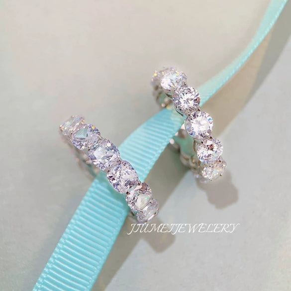 Wholesale Women's Square Bag Full Diamond Row Ring In S925 Sterling Silver With High Carbon Diamond Zircon And Geometric Design