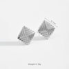 Wholesale Women's Square Copper Earrings With Geometric Pattern And Micropaved Design Platinum Or 18K Gold Electroplated