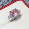 Wholesale Women's Square Copper Ring Inlaid With Pink Zircon In Geometric Style