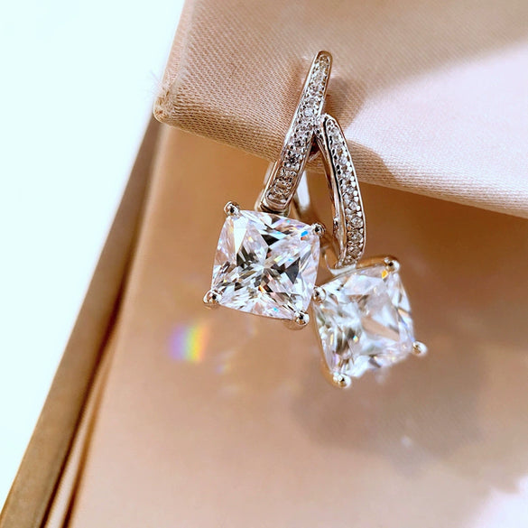 Wholesale Women's Square Geometric Copper Light Luxury Earrings