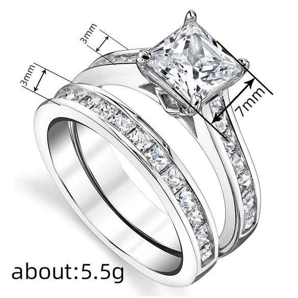 Wholesale Women's Square Geometric Copper Rings Inlaid With Zirconia