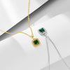 Wholesale Women's Square Geometric 925 Sterling Silver Emerald Zircon Pendant Necklace With Diamond Design