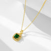 Wholesale Women's Square Geometric 925 Sterling Silver Emerald Zircon Pendant Necklace With Diamond Design