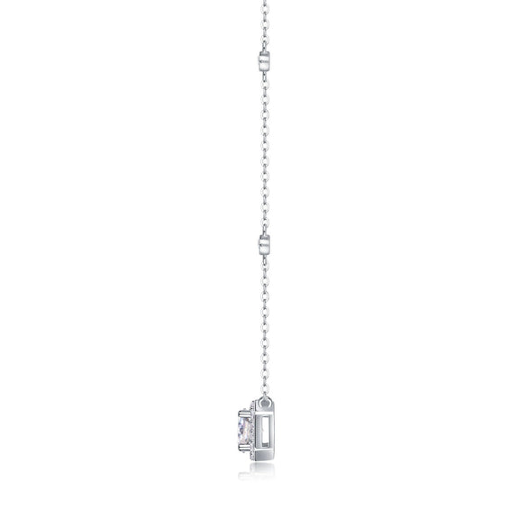 Wholesale Women's Square Moissanite Clavicle Chain Necklace Silver 925 Silver Geometric Set With Diamonds