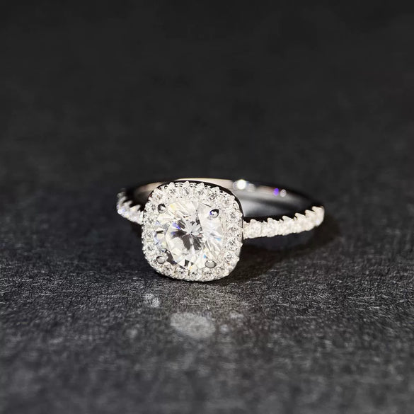 Wholesale Women's Square Moissanite Ring In 925 Sterling Silver With Geometric Style And Electroplating