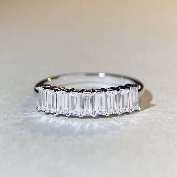 Wholesale Women's Square Ring 925 Sterling Silver Electroplated Geometric Style With Rainbow Colored Diamonds