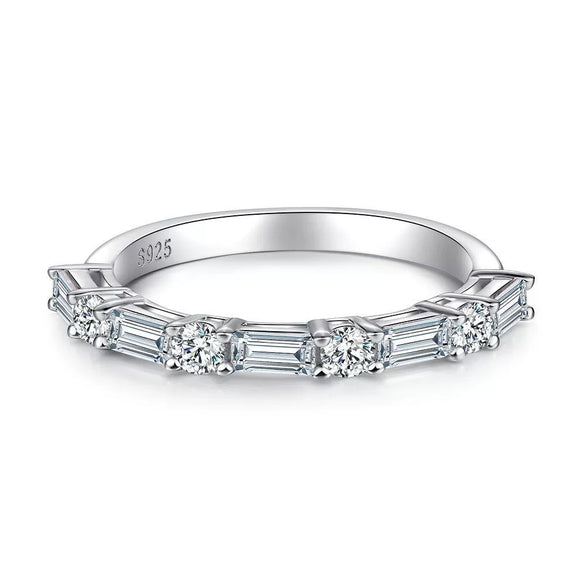 Wholesale Women's Square Ring 925 Sterling Silver Electroplated Geometric Style With Rainbow Colored Diamonds