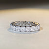 Wholesale Women's Square Ring 925 Sterling Silver Electroplated Geometric Style With Rainbow Colored Diamonds