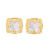 Wholesale Women's Square Sea Shell Earrings Titanium Steel Electroplated 18K Real Gold Geometric Style