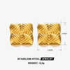Wholesale Women's Square Titanium Steel Geometric Stripes Electroplated Retro Hiphop Earrings