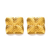 Wholesale Women's Square Titanium Steel Geometric Stripes Electroplated Retro Hiphop Earrings