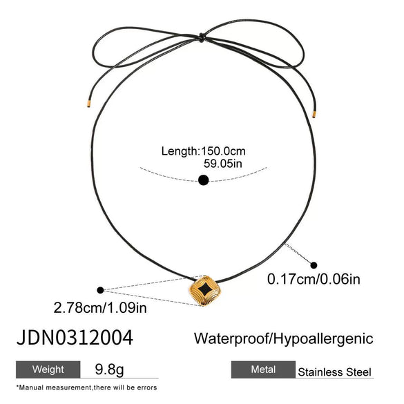 Wholesale Women's Square Titanium Steel Necklace With Black Oil Dropping And Electroplating