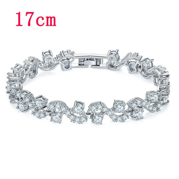 Wholesale Women's Sshaped White Gold Bracelet With Diamond Zircon And Austrian Rhinestone Geometric Pattern Electroplated