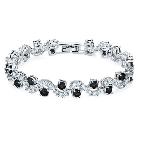 Wholesale Women's Sshaped White Gold Bracelet With Diamond Zircon And Austrian Rhinestone Geometric Pattern Electroplated