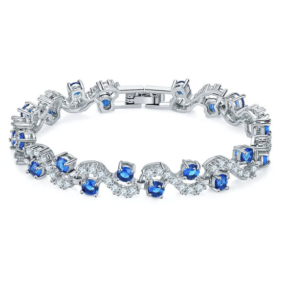 Wholesale Women's Sshaped White Gold Bracelet With Diamond Zircon And Austrian Rhinestone Geometric Pattern Electroplated