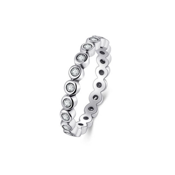 Wholesale Women's Stackable Allmatch Geometric Sterling Silver Ring With Zircon Inlay