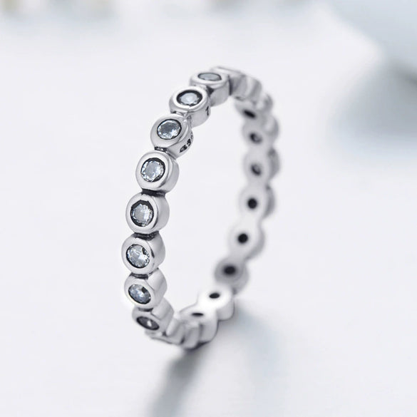 Wholesale Women's Stackable Allmatch Geometric Sterling Silver Ring With Zircon Inlay