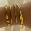 Wholesale Women's Stacked Beads Love Bracelet Suit Stainless Steel Geometric Design Electroplated Tennis Chain Simple High Grade Bracelet