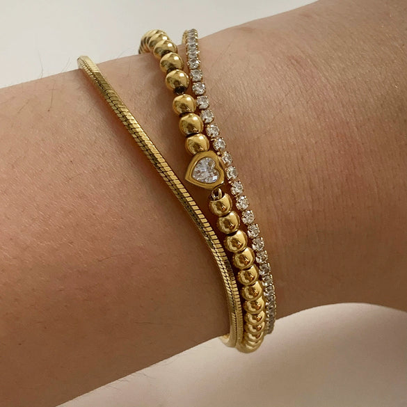 Wholesale Women's Stacked Beads Love Bracelet Suit Stainless Steel Geometric Design Electroplated Tennis Chain Simple High Grade Bracelet