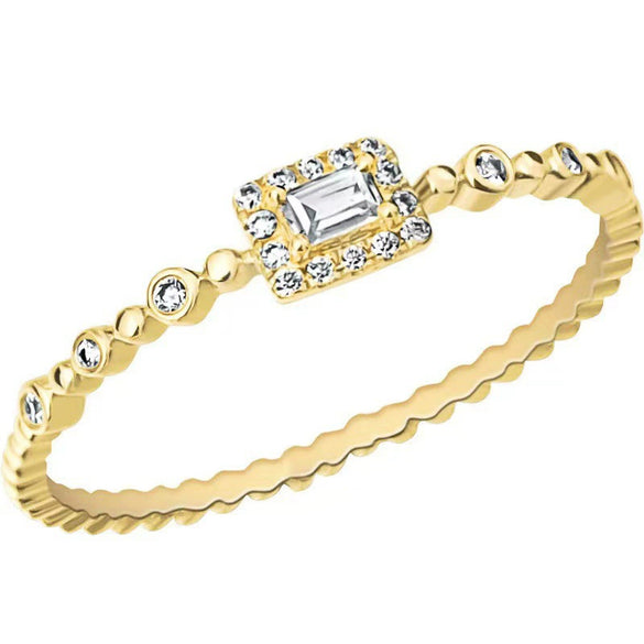 Wholesale Women's Stacked Square Geometric Zircon Copper Rings Elegant Jewelry