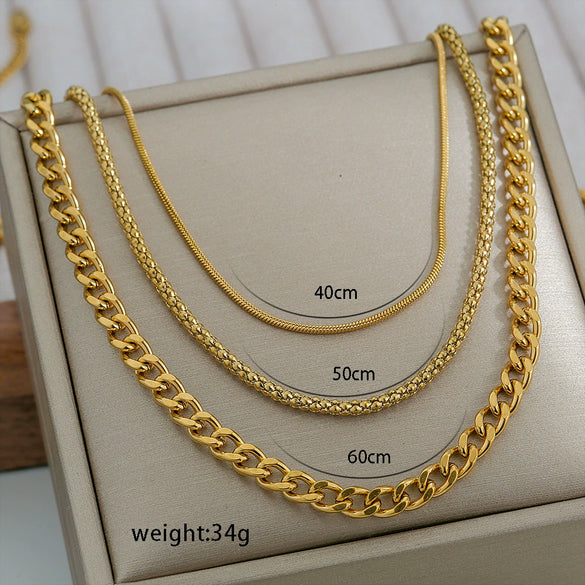 Wholesale Women's Stacking Hiphop Necklace Stainless Steel Oshaped Chain Geometric Style Electroplated