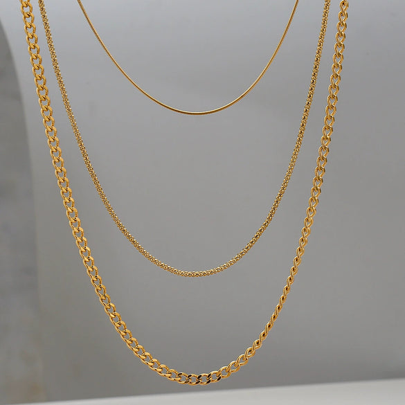 Wholesale Women's Stacking Hiphop Necklace Stainless Steel Oshaped Chain Geometric Style Electroplated