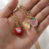 Wholesale Women's Stacking Style Apple Heart Shape Copper Electroplated Pendant Necklace With Regular Chain