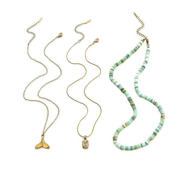 Wholesale Women's Stacking Style Geometric Stainless Steel Polished Plated Necklace