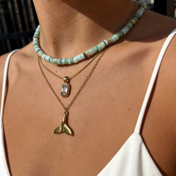 Wholesale Women's Stacking Style Geometric Stainless Steel Polished Plated Necklace